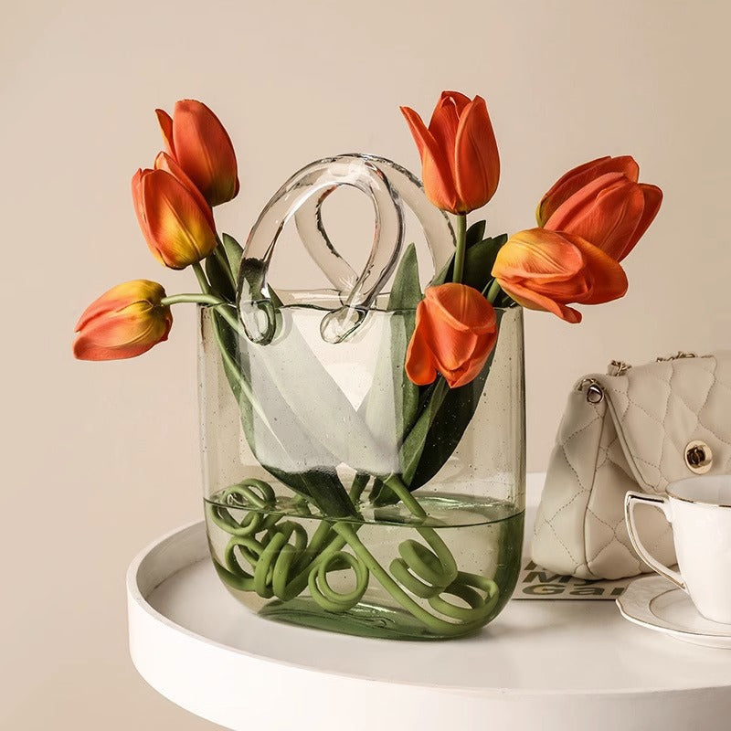 Glass Vase with Sculptural Handles for Nordic Decor