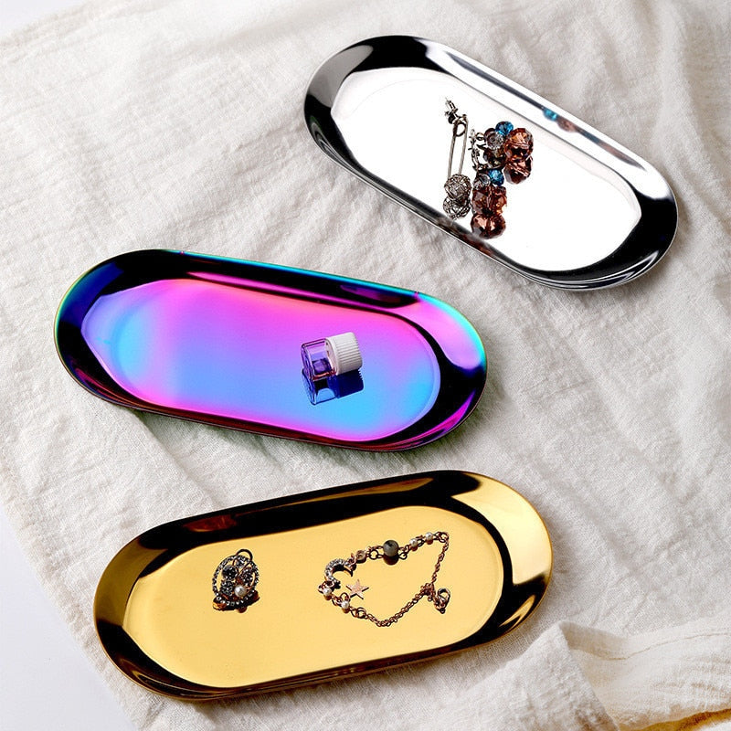 Nordic Gold Stainless Steel Serving Tray for Dressers