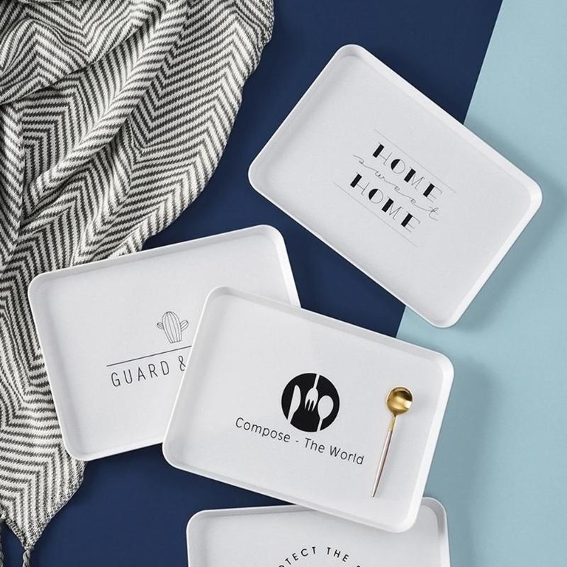 Nordic Monochrome Serving Tray for Breakfast & Tea