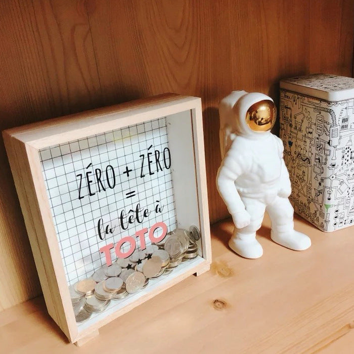 Nordic Wooden Piggy Bank for Kids' Savings and Decor