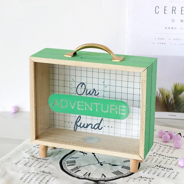 Nordic Wooden Piggy Bank for Kids' Savings and Decor