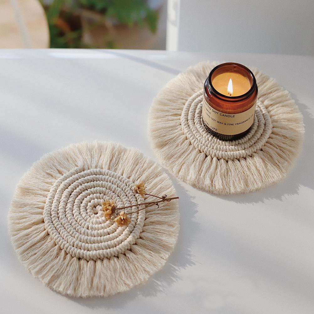 Handmade Macrame Cotton Coaster Mat for Boho Tables