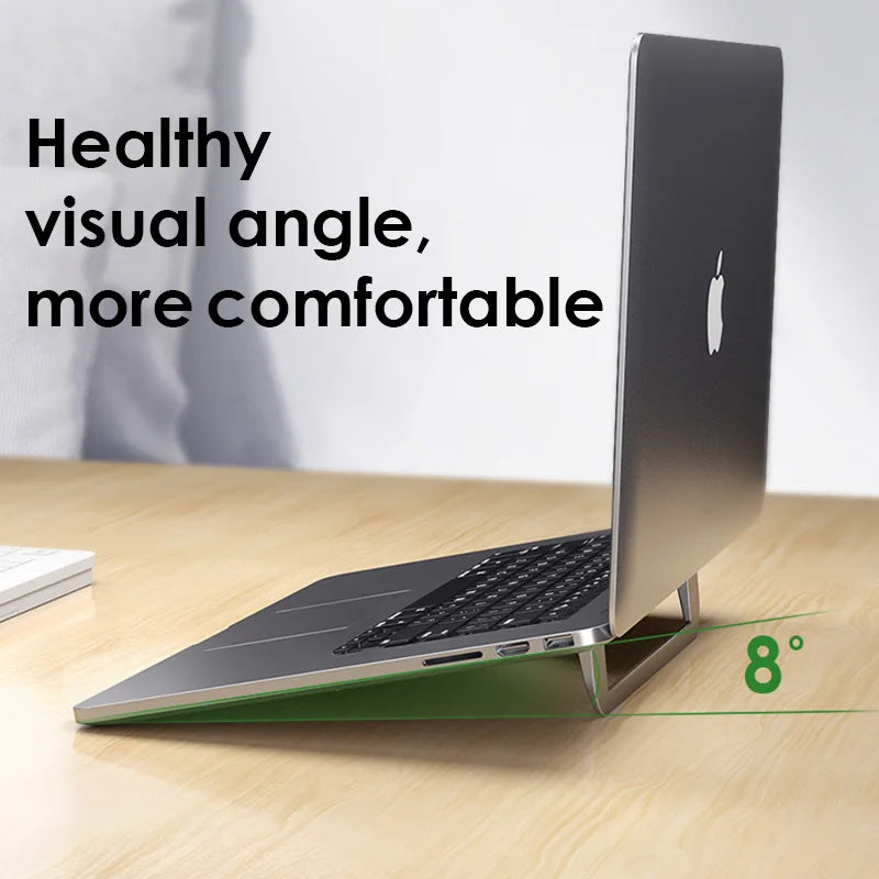 Foldable Aluminum Laptop Stand: 8° Tilt, Portable Design