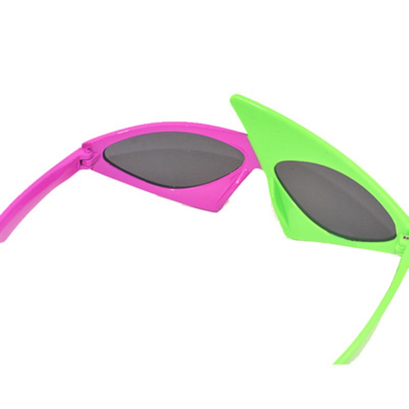 Novelty Green Pink Asymmetric Statement Sunglasses