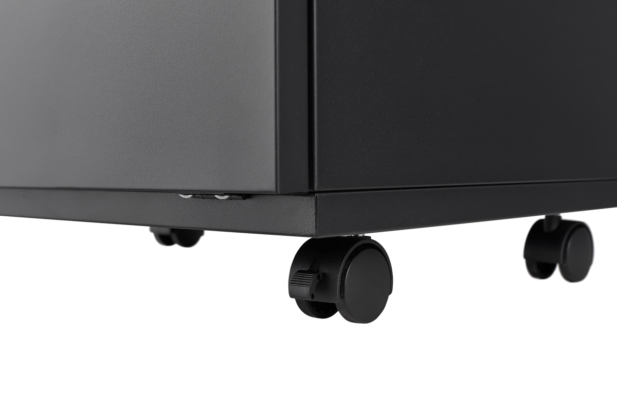Black Steel Mobile Copier Cabinet with Lockable Drawers