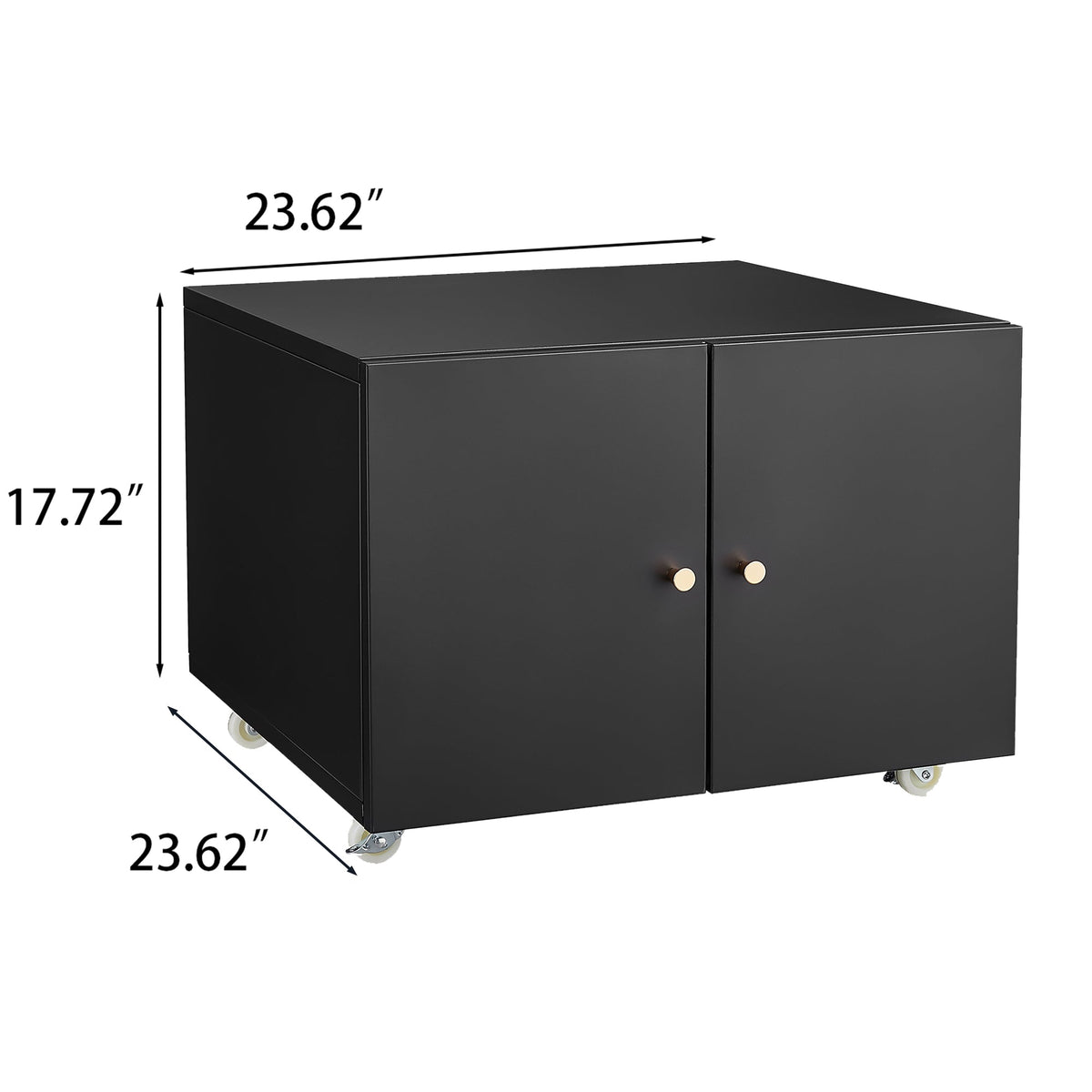 Lockable 2-Door Steel Copier Stand on Rolling Casters