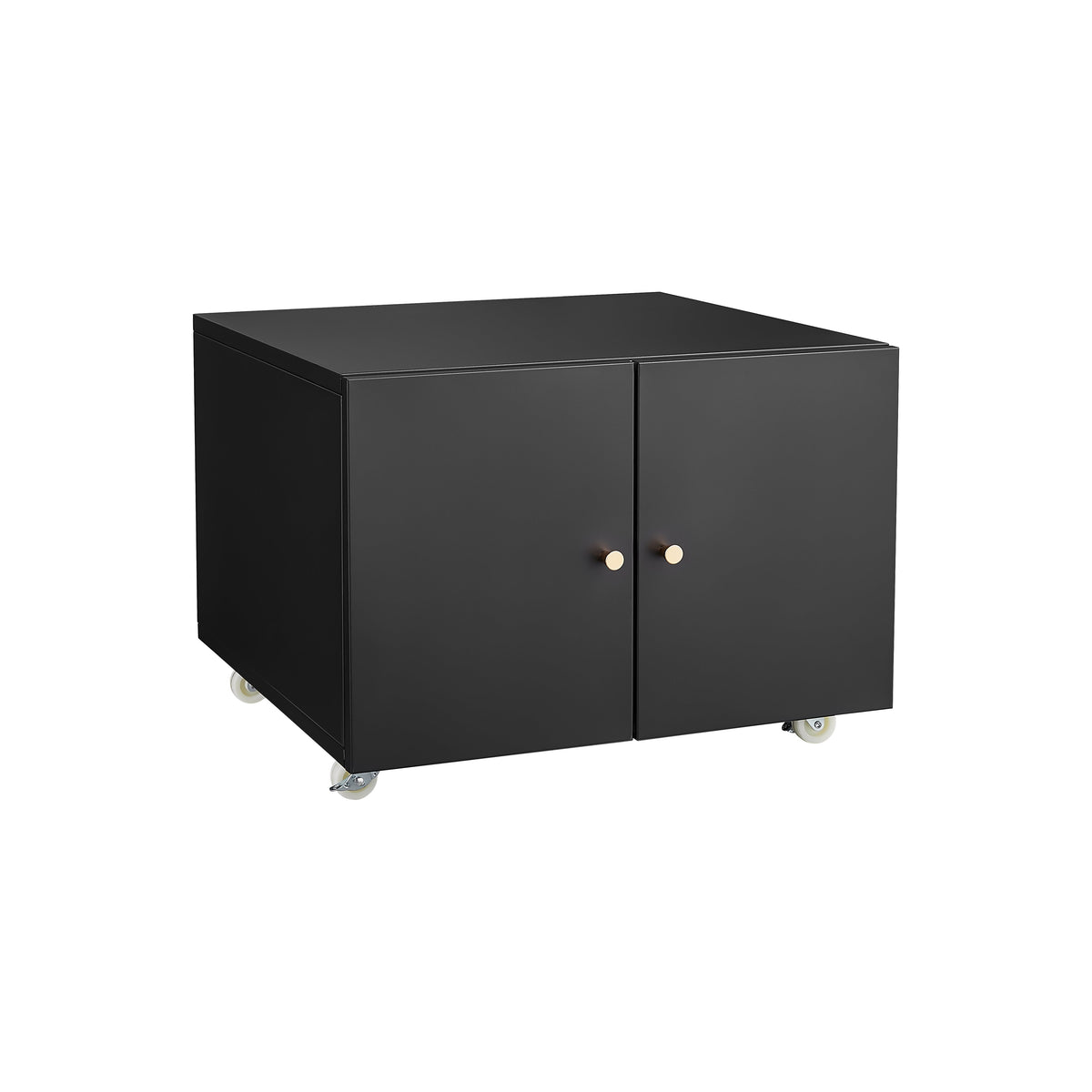 Lockable 2-Door Steel Copier Stand on Rolling Casters