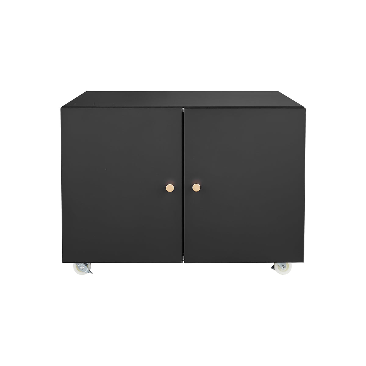 Lockable 2-Door Steel Copier Stand on Rolling Casters