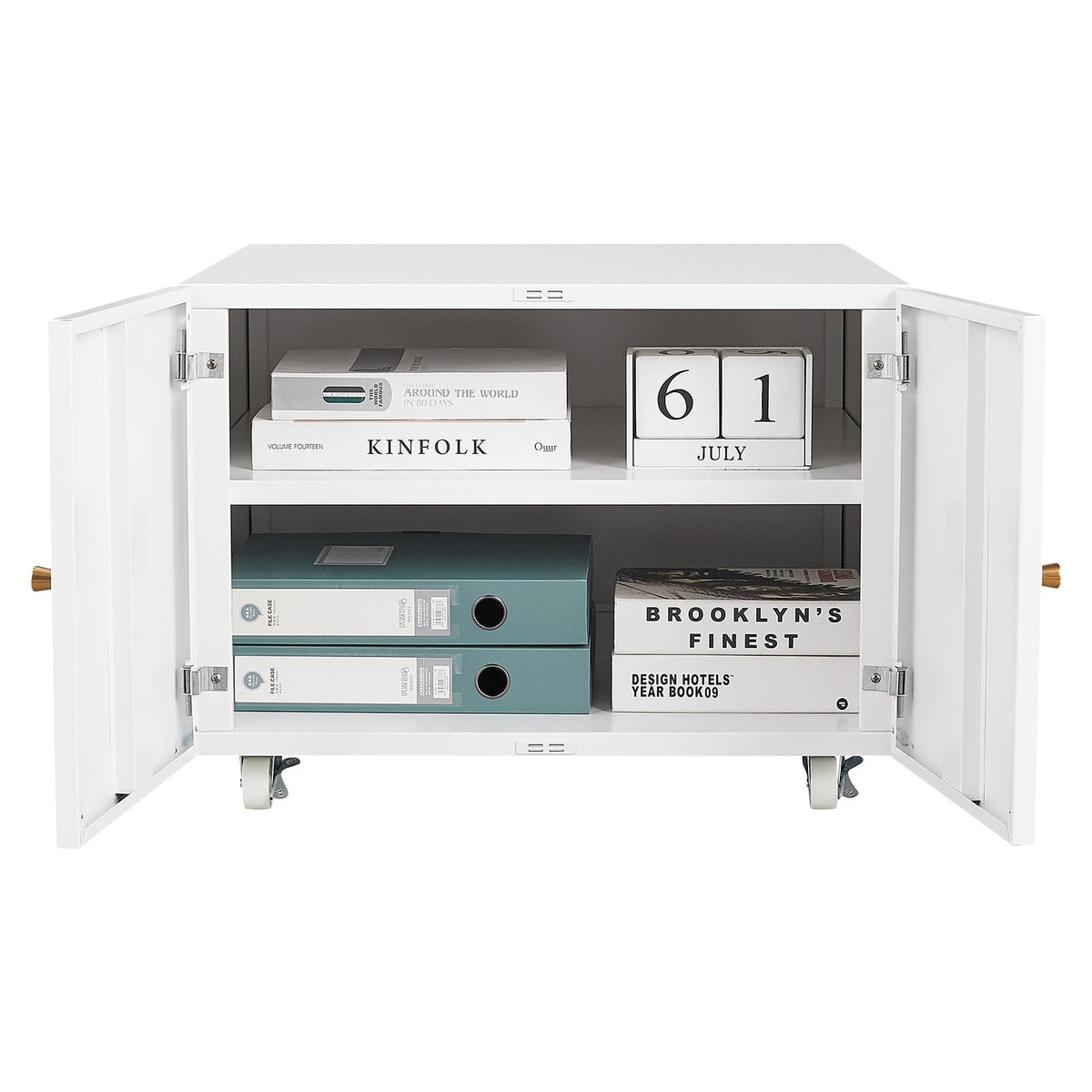 Mobile Printer Stand Cabinet with Doors & Hidden Storage