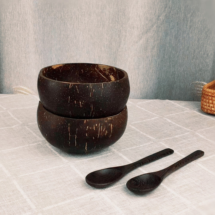 Natural Coconut Shell Bowl for Oatmeal, Fruit & Salad
