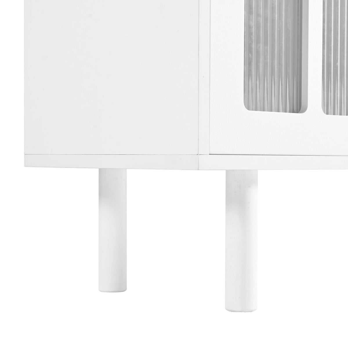 Cream 80 Inch TV Stand with LED Lights & Cable Holes