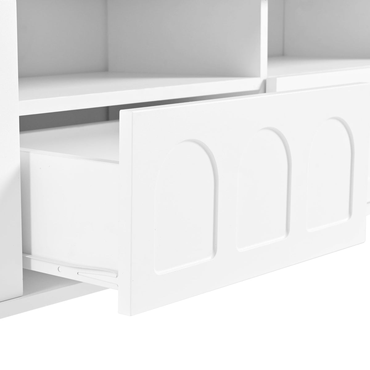 Cream 80 Inch TV Stand with LED Lights & Cable Holes