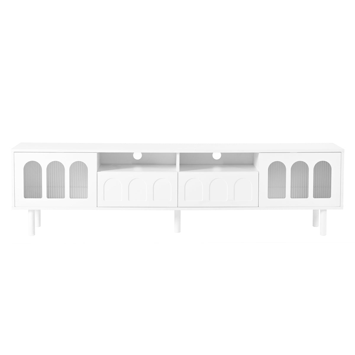 Cream 80 Inch TV Stand with LED Lights & Cable Holes