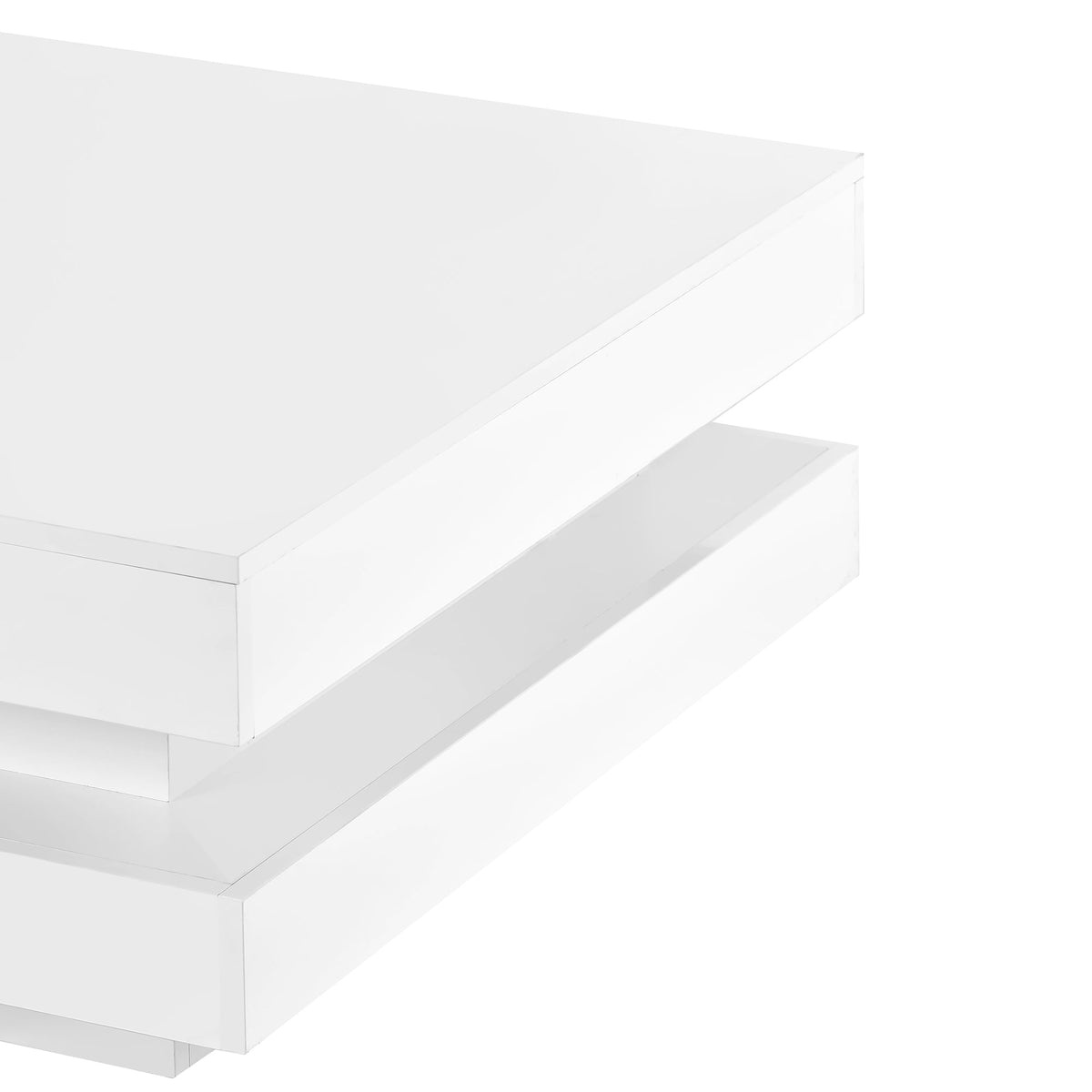 Glossy White 2-Tier Coffee Table with Color LED Lights