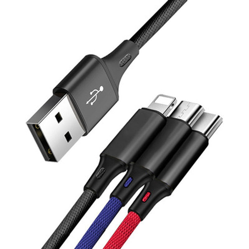 3-in-1 Braided Cable: Lightning, USB-C and Micro-USB