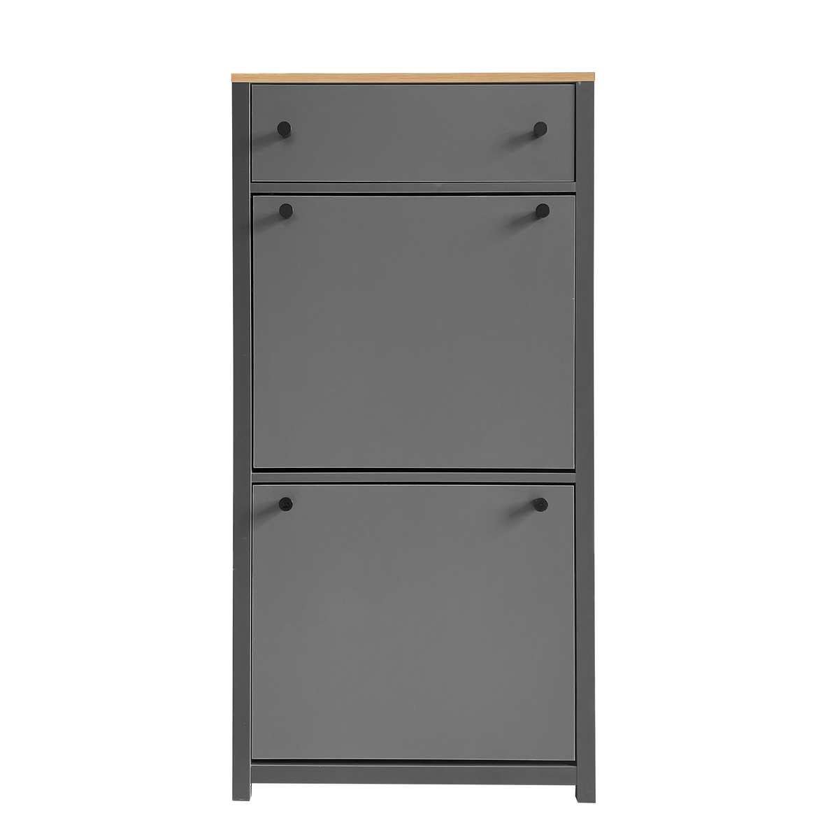 Entryway Shoe Cabinet with Flip-Down Doors, Gray