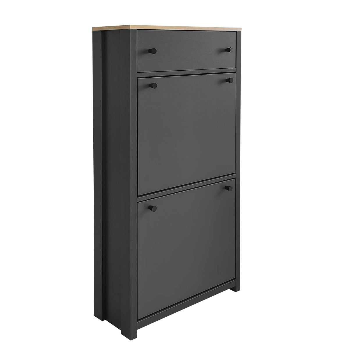 Entryway Shoe Cabinet with Flip-Down Doors, Gray