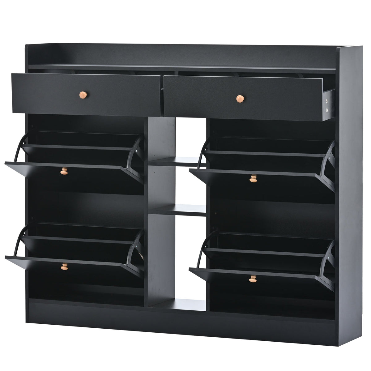 Black Shoe Cabinet with Hidden Flip-Down Shoe Storage