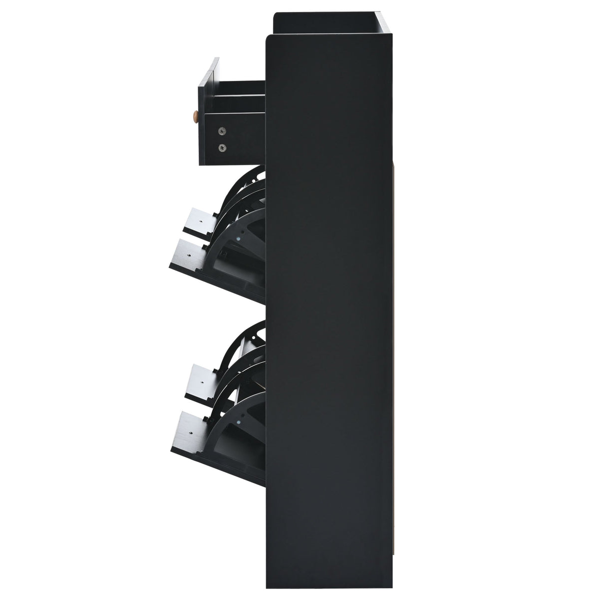 Black Shoe Cabinet with Hidden Flip-Down Shoe Storage