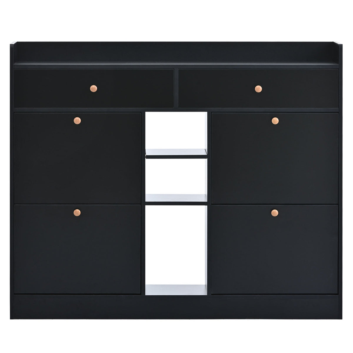 Black Shoe Cabinet with Hidden Flip-Down Shoe Storage