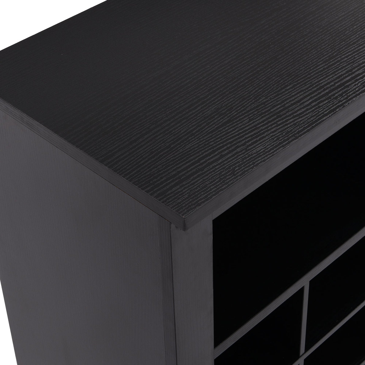24-Cubby Black Shoe Cabinet with Boot Storage