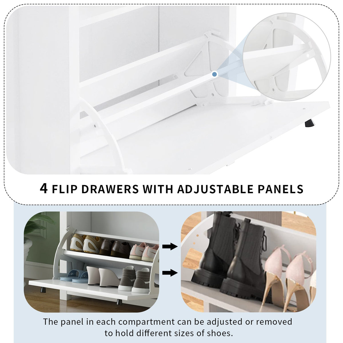 Slim Shoe Cabinet with Flip Doors for Entryway Storage
