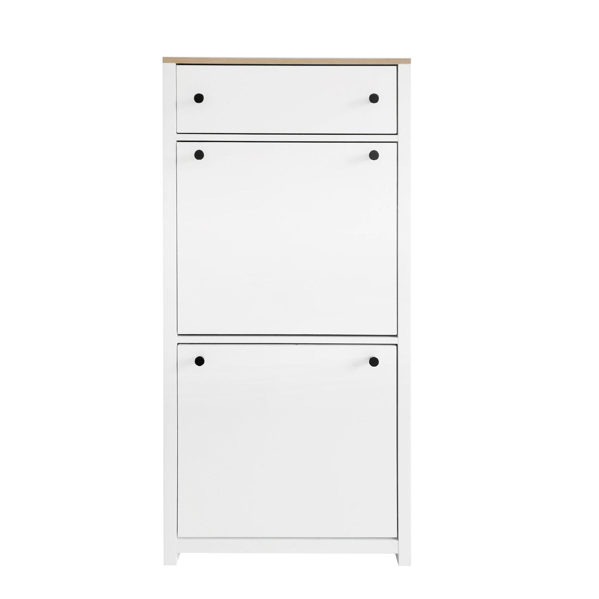 Slim Shoe Cabinet with Flip Doors for Entryway Storage