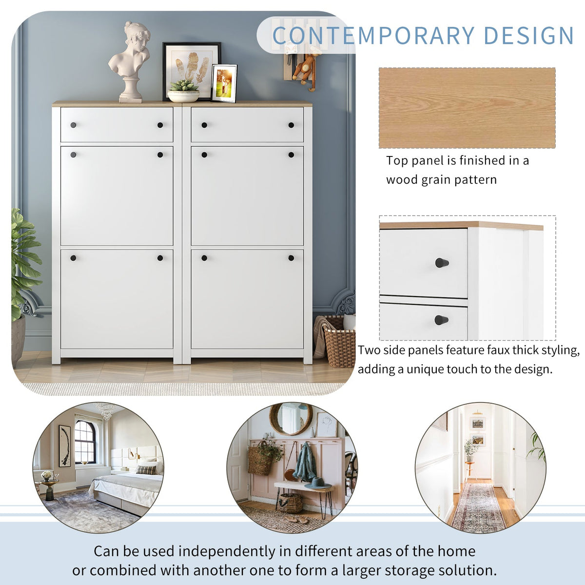 Slim Shoe Cabinet with Flip Doors for Entryway Storage