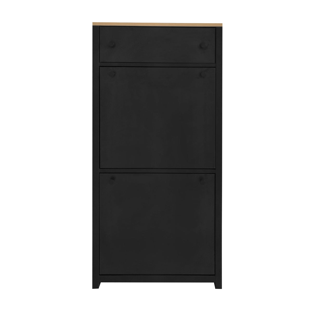 Entryway Shoe Cabinet with Flip Drawers, Matte Black