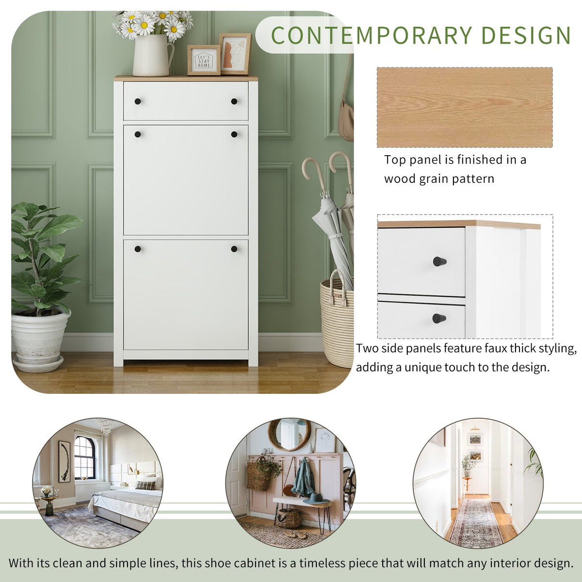 Shoe Cabinet with Flip Drawers for Entryway Storage