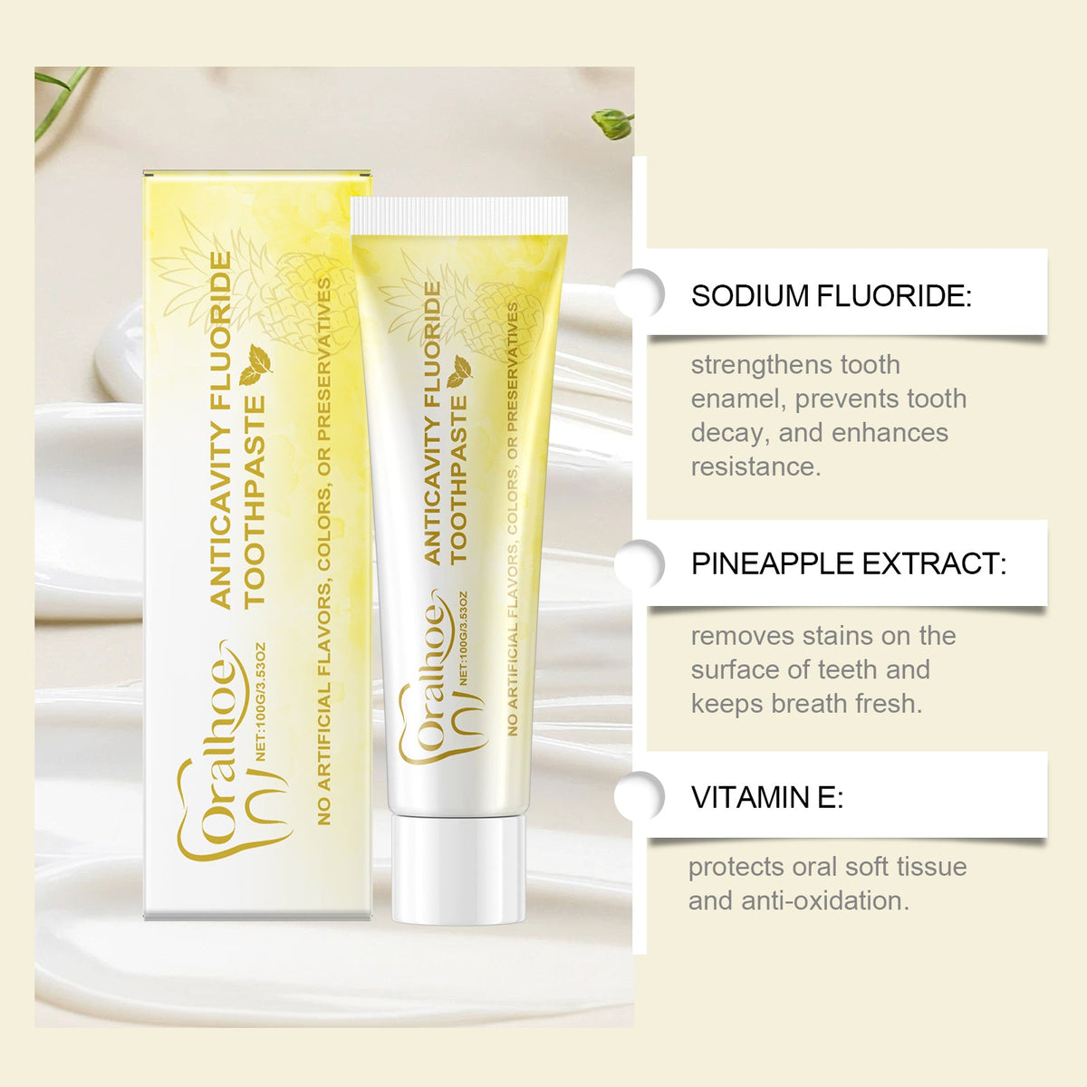 Pineapple Fluoride Toothpaste for Fresh, Clean Teeth