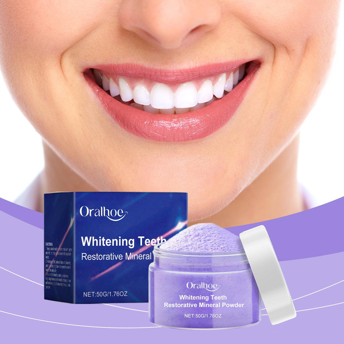 Purple Tooth Powder for Gentle Surface-Stain Brightening