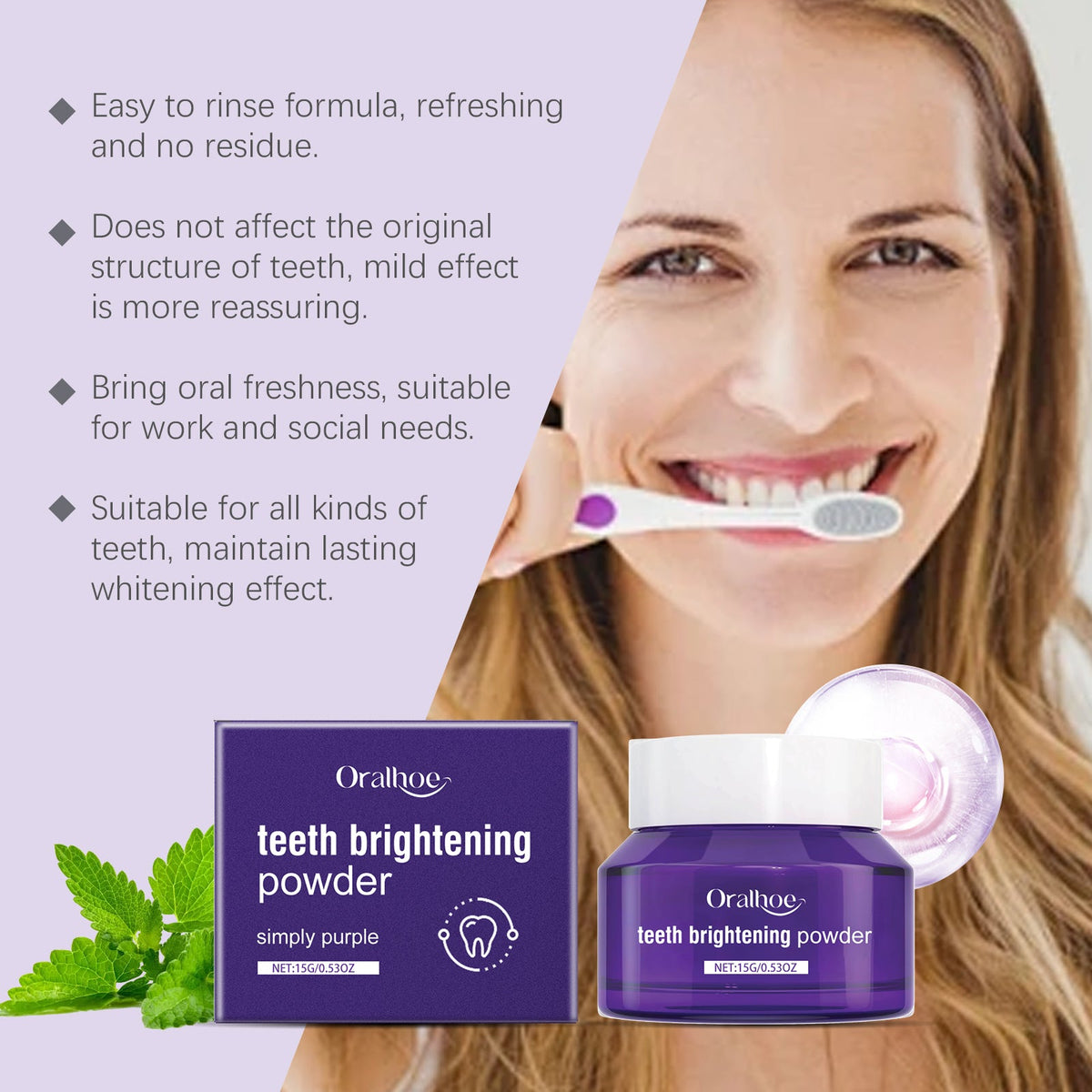 Purple Tooth Powder for Fresher Breath & Brighter Teeth