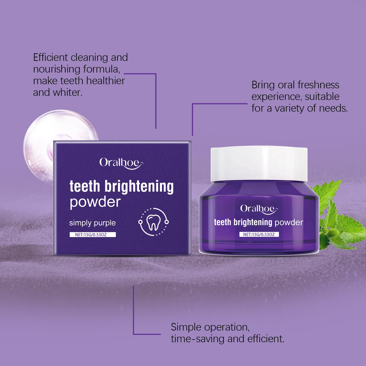 Purple Tooth Powder for Fresher Breath & Brighter Teeth