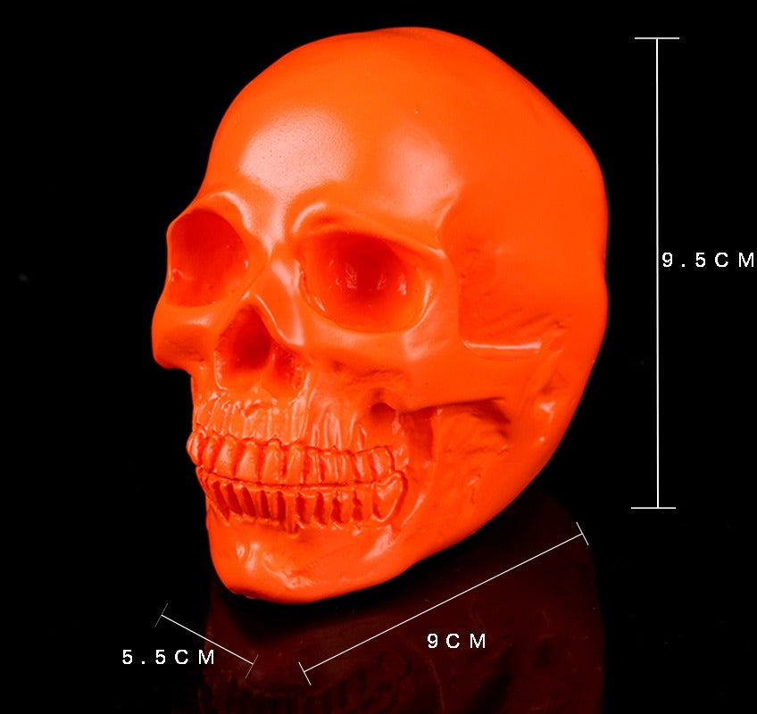 Orange Skull Resin Ornament for Gothic Halloween Decor
