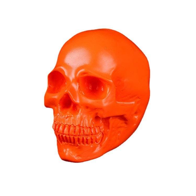 Orange Skull Resin Ornament for Gothic Halloween Decor