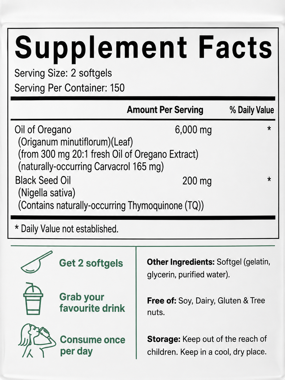 Oregano Oil Soft Capsules Dietary Supplement