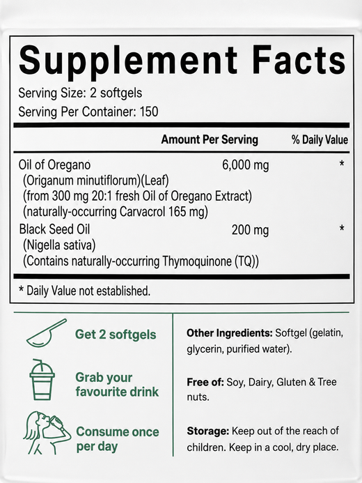 Oregano Oil Soft Capsules Dietary Supplement