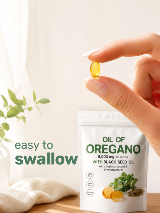 Oregano Oil Softgels — 6,000mg Immune Support with Black