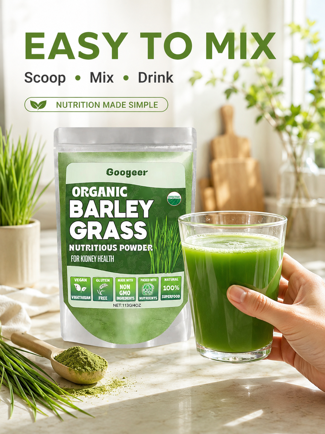 Organic Barley Grass Powder — Kidney Health & Energy Boost