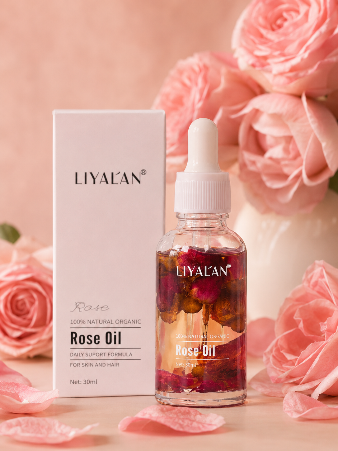 Organic Rose Oil for Face, Body & Hair — 30ml Dropper