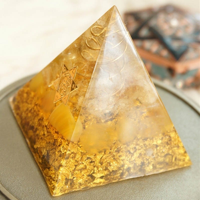 Orgonite Pyramid Decor for Prosperity and Luxe Style