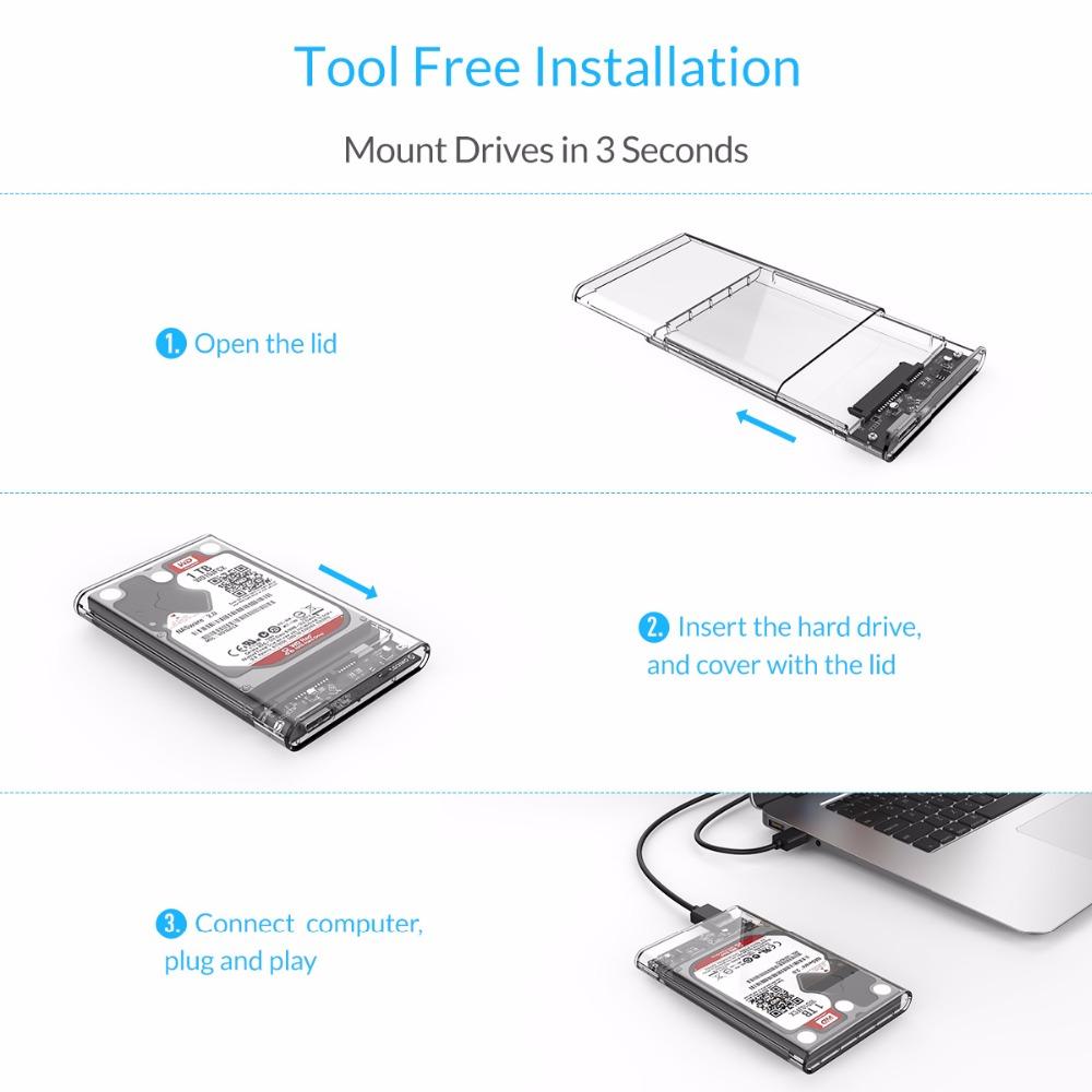 2.5 Inch Hard Drive Enclosure, Tool-Free USB 3.0