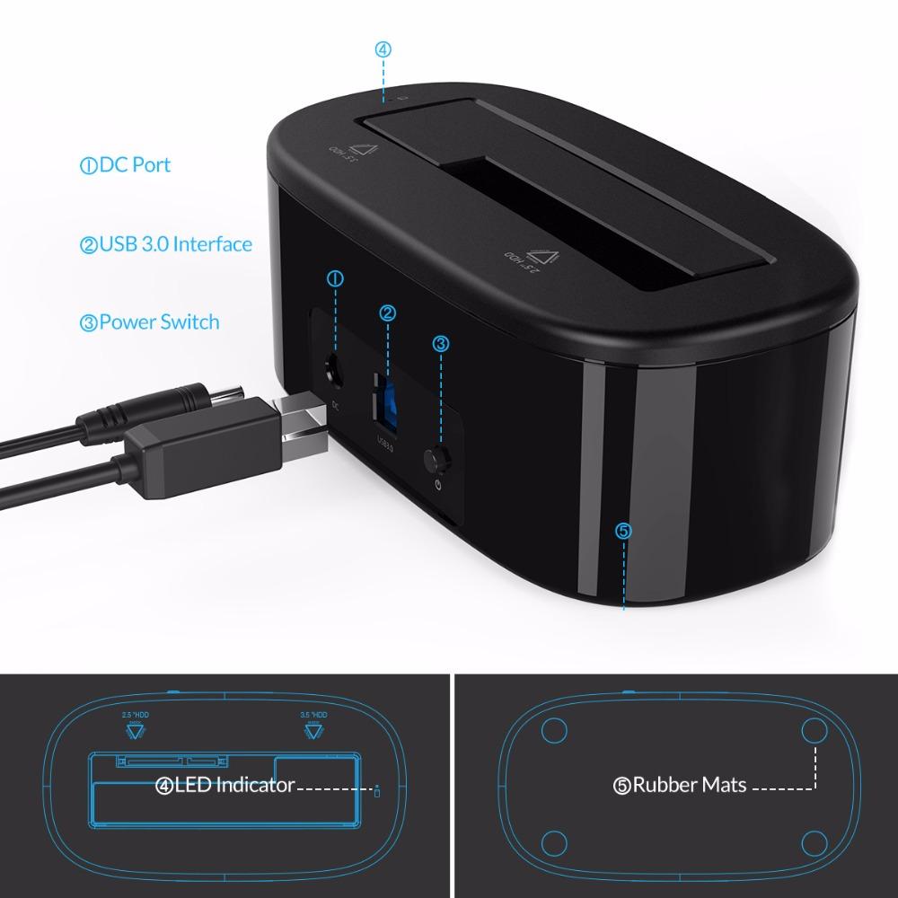 USB 3.0 Hard Drive Docking Station for 2.5 and 3.5 SATA
