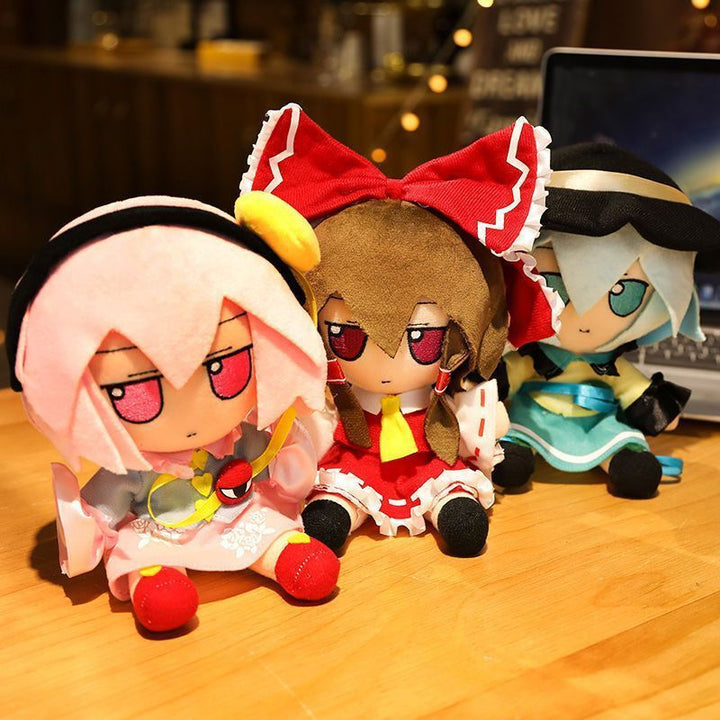 Anime Character Plush Doll With Signature Bow Display