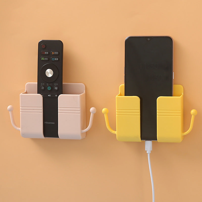 Wall-Mounted Remote Organizer With Phone Charging Rack