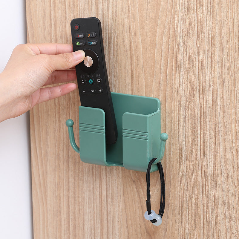 Wall-Mounted Remote Organizer With Phone Charging Rack