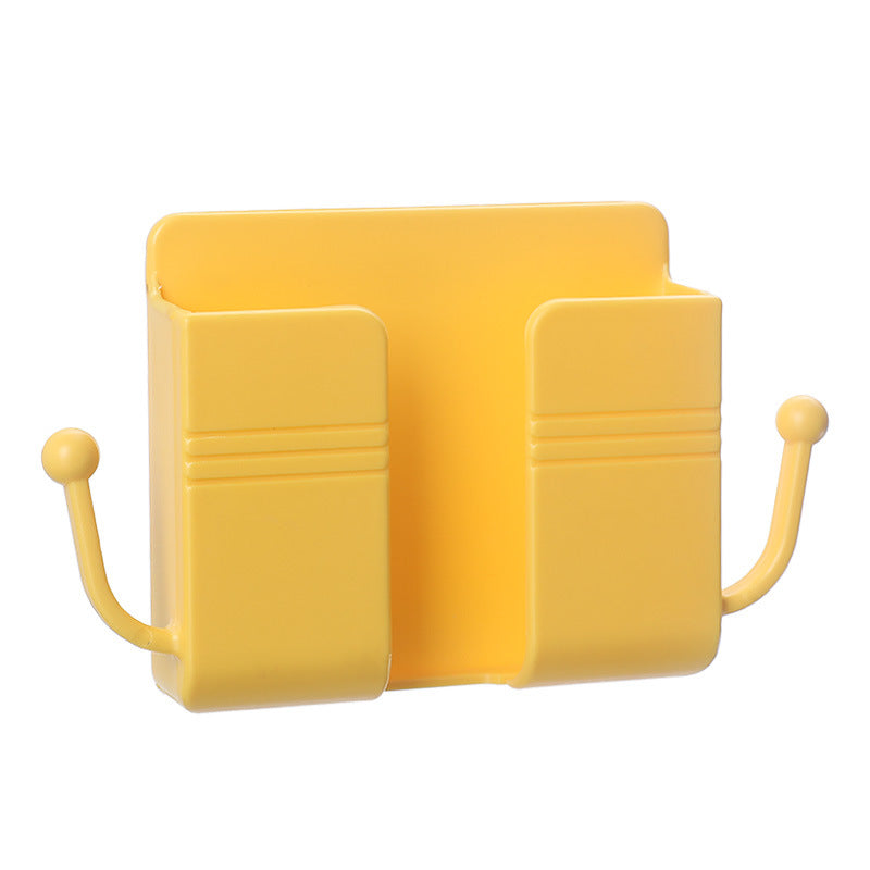 Wall-Mounted Remote Organizer With Phone Charging Rack