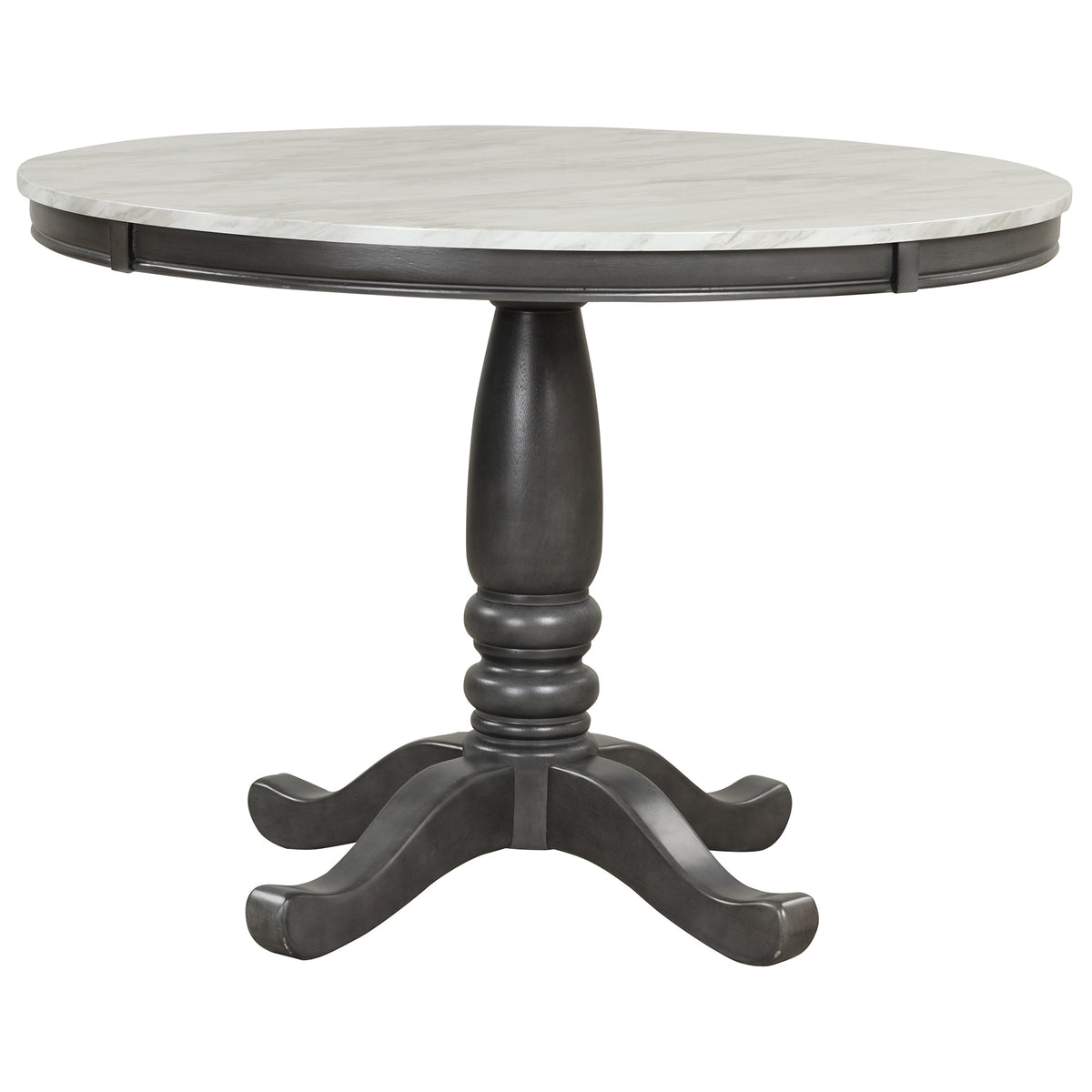 Round Marble-Look Dining Table Set for 4 with Padded Chairs