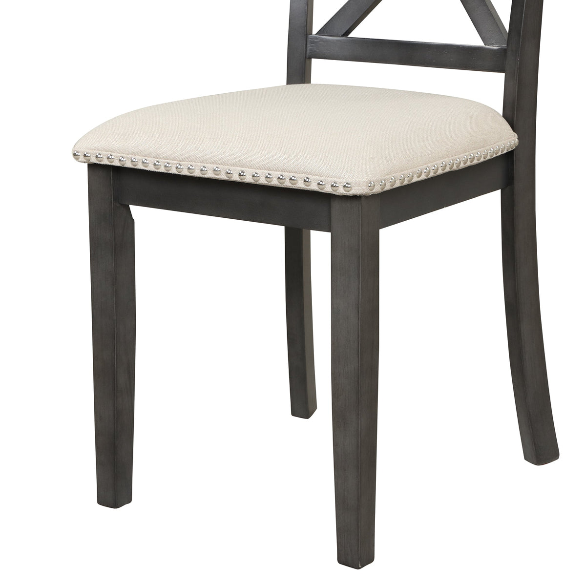 Round Marble-Look Dining Table Set for 4 with Padded Chairs